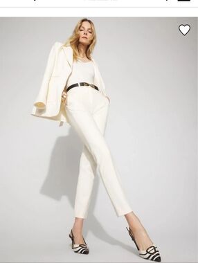 White House Black Market Slim Ankle Pants in White with Blush Lining